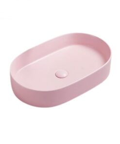 Lavoar baie roz mat montaj pe blat, ventil inclus, 60 cm, Adelais Foglia