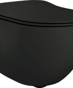 Vas wc cu functie de bideu incorporat si baterie, negru mat, Peonia Zero, Deante