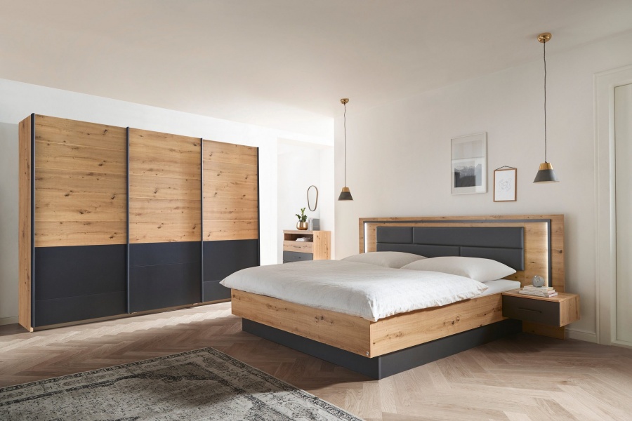 Cadru pat BILBAO (180x200cm) cu noptiere incorporate si sitem led - imagine 3