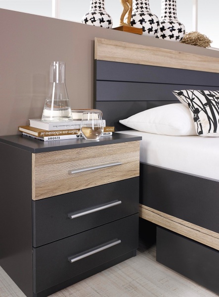 TARRAGONA Cadru pat + 2 noptiere + bancuta (160x200cm) gri metalic + sanremo - imagine 3