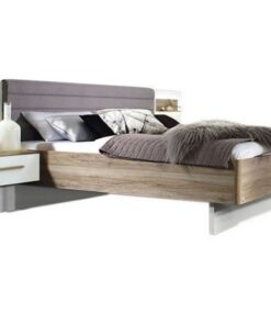 HELENE PLUS Cadru pat cu noptiere + led + sertare depozitare (180x200cm) sanremo/ alb alpin