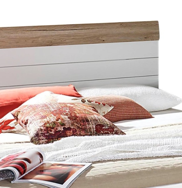 TARRAGONA Cadru pat + 2 noptiere + bancuta (180x200cm) alb alpin + sanremo - imagine 4