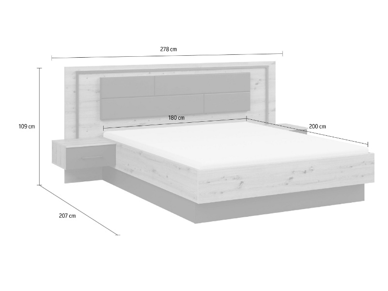 Cadru pat BILBAO (180x200cm) cu noptiere incorporate si sitem led - imagine 9