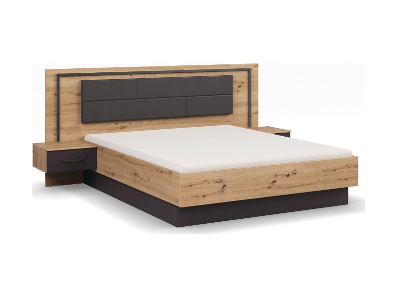 Cadru pat BILBAO (180x200cm) cu noptiere incorporate si sitem led