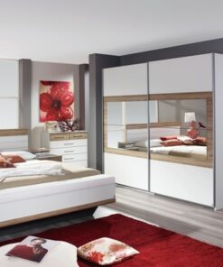 Alternative view of TARRAGONA Cadru pat + 2 noptiere + bancuta (180x200cm) alb alpin + sanremo