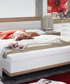 Alternative view of TARRAGONA Cadru pat + 2 noptiere + bancuta (160x200cm) alb alpin + sanremo