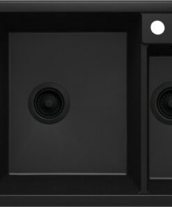 Chiuveta bucatarie compozit cu doua cuve negru mat Deante Magnetic