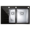 Chiuveta bucatarie neagra sticla si inox, cuva dreapta, Alveus Crystalix 20