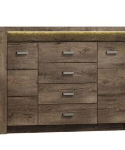 Comoda, 2 usi, 4 sertare, din pal maro frasin inchis, Infinity, 137x42x104 cm