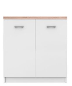 Comoda, 2 usi, din pal alb maro stejar sonoma, Topty, 80x33x85 cm