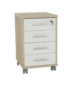 Comoda, 4 sertare, pal stejar sonoma alb, Johan, 39x40,5x61,5 cm