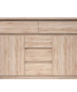 Comoda, 5 sertare, 2 usi, din pal melaminat stejar sonoma, Norty, 127x40x92 cm