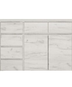 Comoda, 6 sertare, 2 usi, din pal alb craft, Angel, 119x40x77 cm