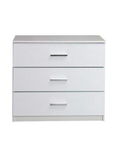 Comoda, cu 3 sertare din mdf alb lucios, Asiena, 93x42x81 cm