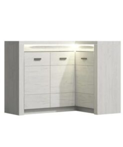 Comoda, de colt din pal frasin alb, Infinity, 131x42x104 cm