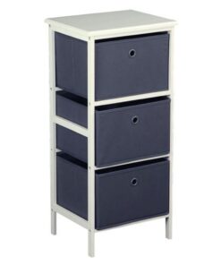 Comoda, din mdf alb cu 3 sertare textil gri, Emone, 37x30x80 cm