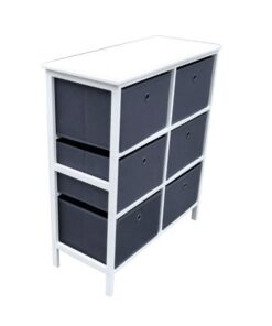 Comoda, din mdf alb cu 6 sertare din textil gri, Emone, 70x30x80 cm