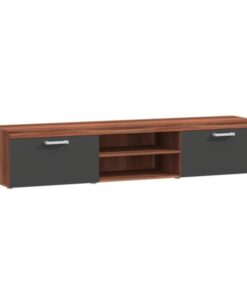 Comoda TV, din mdf maro si gri, Cheris, 200x45x39 cm