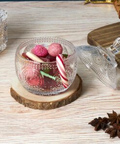 Alternative view of Bomboniera de sticla, rotunda, cu capac, inaltime 12 cm, Happymax