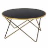 Masuta de cafea cu blat sticla neagra si picioare crom auriu Rosalo 85x85x46 cm