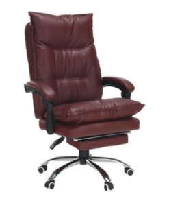Scaun de birou, cu suport pentru picioare, piele ecologica bordo, Drake, 72x85x118 cm