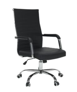 Scaun de birou, piele ecologica neagra, Faran, 54x62,5x102-110 cm