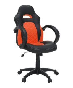 Scaun de birou, piele ecologica negru portocaliu, Nelson, 62x71x112 cm