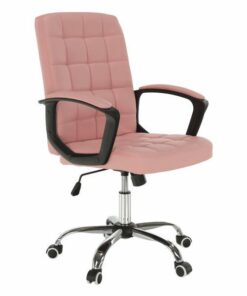 Scaun de birou, piele ecologica roz, Rulis, 60x61x106 cm