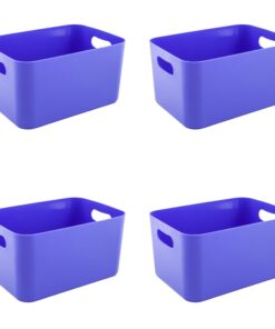 Set 4 buc cutii plastic pentru depozitare Joy, azuriu