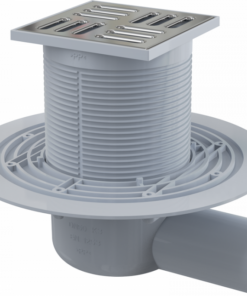 Sifon pardoseala cu gratar otel inoxidabil, 105x105 mm iesire laterala si guler izolatie APV1311