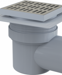 Sifon pardoseala cu gratar otel inoxidabil, 150x150 mm iesire laterala si guler izolatie Alcadrain APV12