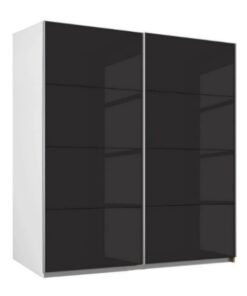 Dulap SUBITO 181x197x61cm alb alpin/ 2 usi sticla neagra