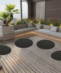 vidaXL Gazon artificial cu crampoane, antracit, diam. 95 cm, rotund