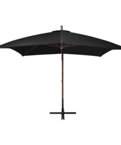 vidaXL Umbrelă suspendată cu stâlp, negru, 3x3 m, lemn masiv de brad