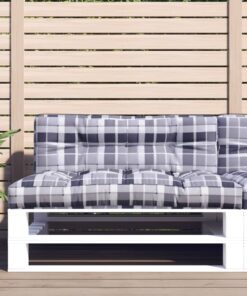 vidaXL Pernă de paleți, gri carouri, 120x40x12 cm, material textil