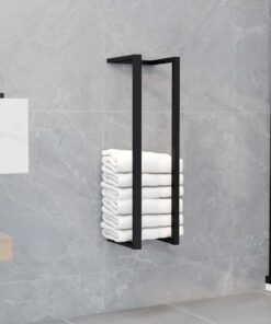 vidaXL Suport de prosoape, negru, 12,5 x 12,5 x 60 cm, fier