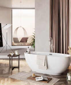 Cada de baie ovala freestanding Spatio Kira, acril, alb, 165 x 75 cm