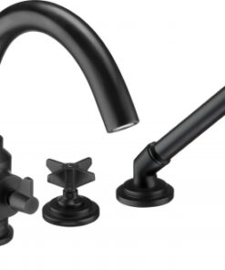 Baterie baie cu montare pe cada, para de dus inclusa, culoare neagra, Temisto