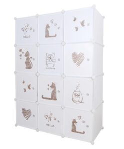 Dulap modular pentru copii alb maro Kitaro 107x47x142 cm