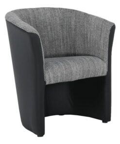 Fotoliu tapiterie piele ecologica neagra textil gri Cuba 65x60x77 cm