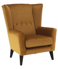 Fotoliu textil galben miere picioare negre Rodeza 80x84x104 ccm