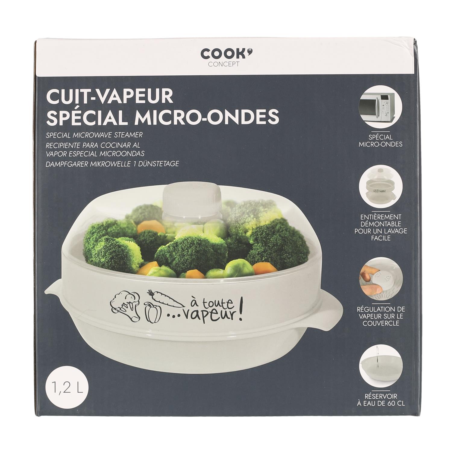 Recipient cuptor microunde, pentru gatit cu aburi, 25.2x14.5x21.5 cm, grena, Happymax - imagine 7