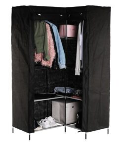 Organizator dulap pe colt negru Rumia II 102x84x170 cm