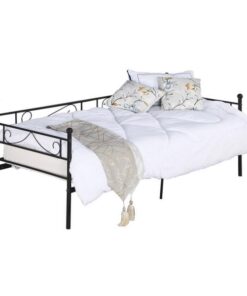 Pat din metal negru de o persoana ROZALI 206x95x84 cm