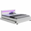 Pat iluminare led piele ecologica alba Clareta 180x200 cm