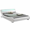 Pat iluminare led piele ecologica alba Filida 180x200 cm