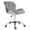 Scaun de birou, tapiterie piele ecologica alba textil gri si picior crom, Badar, 46x55x102 cm