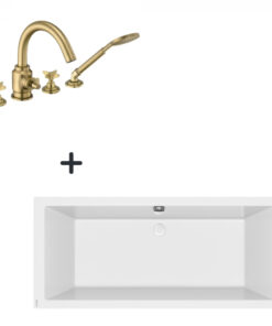 Set cada baie incastrata 170x75 cm Cersanit Intro si baterie cu montare pe cada, culoare bronz, Temisto