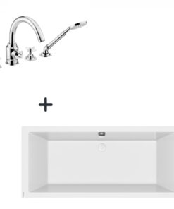 Set cada baie incastrata 180x80 cm Cersanit Intro si baterie cu montare pe cada, crom lucios, Temisto