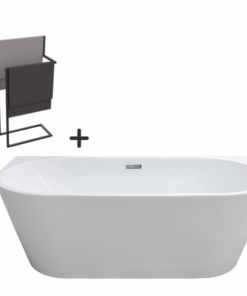 Set cada freestanding lipita de perete 170x80 si suport prosop negru